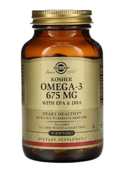 Omega-3 Kosher 675 mg 50 Softgels Solgar (256720403)