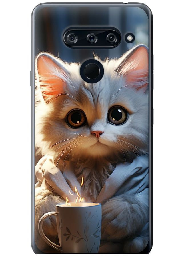 Силіконовий чохол 'Білий кіт' для Endorphone lg v40 thinq (265397606)