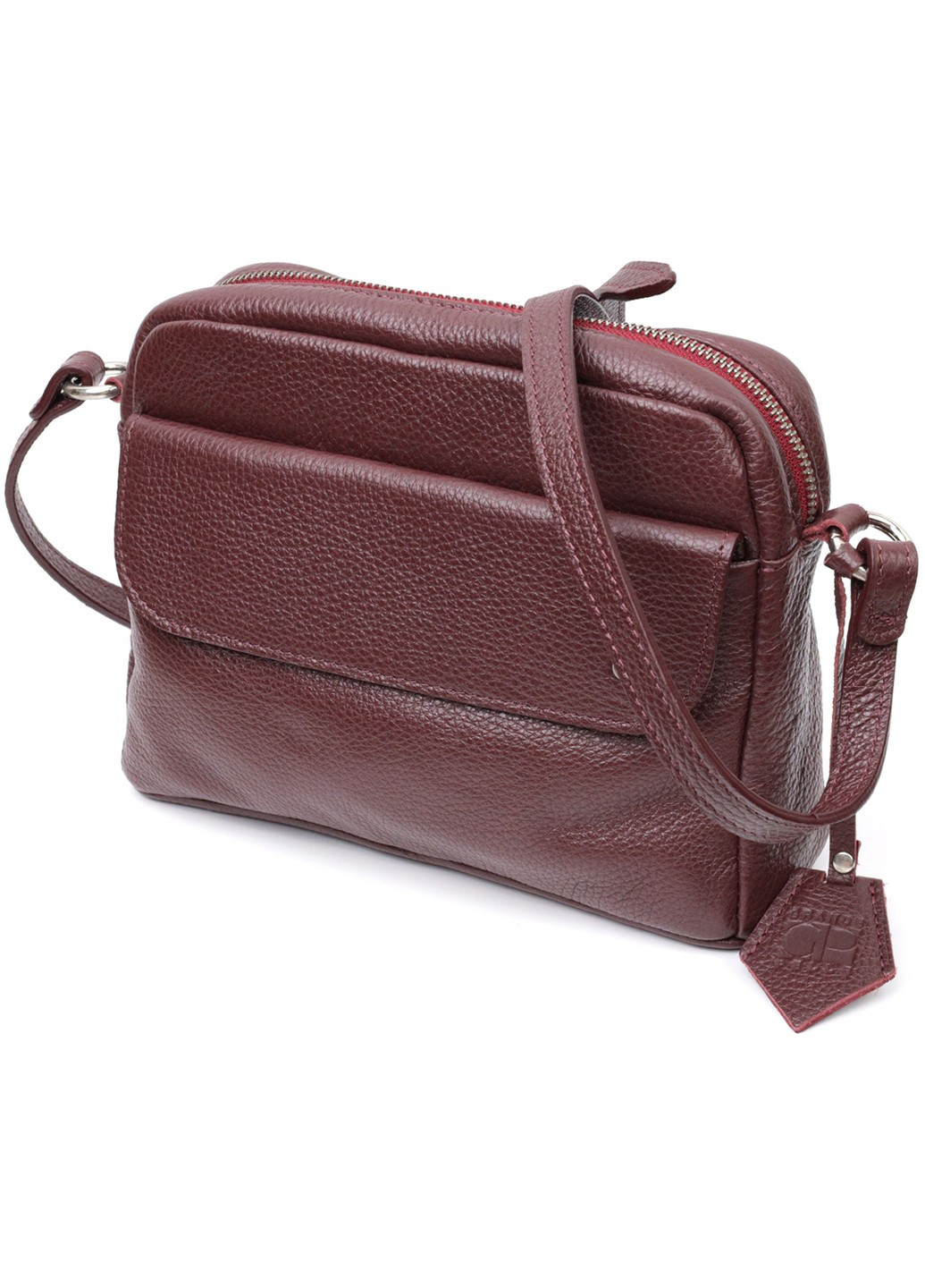 Яскрава сумка жіноча крос-боді з натуральної шкіри 11653 Бордовий Grande Pelle (267927746)