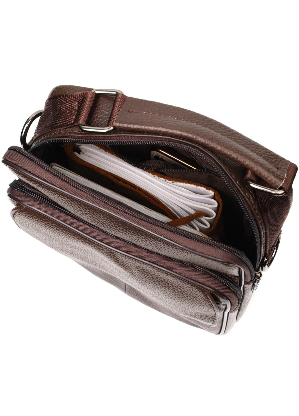 Стильний чоловічий месенджер з натуральної шкіри 21949 Коричневий Vintage (267507112)