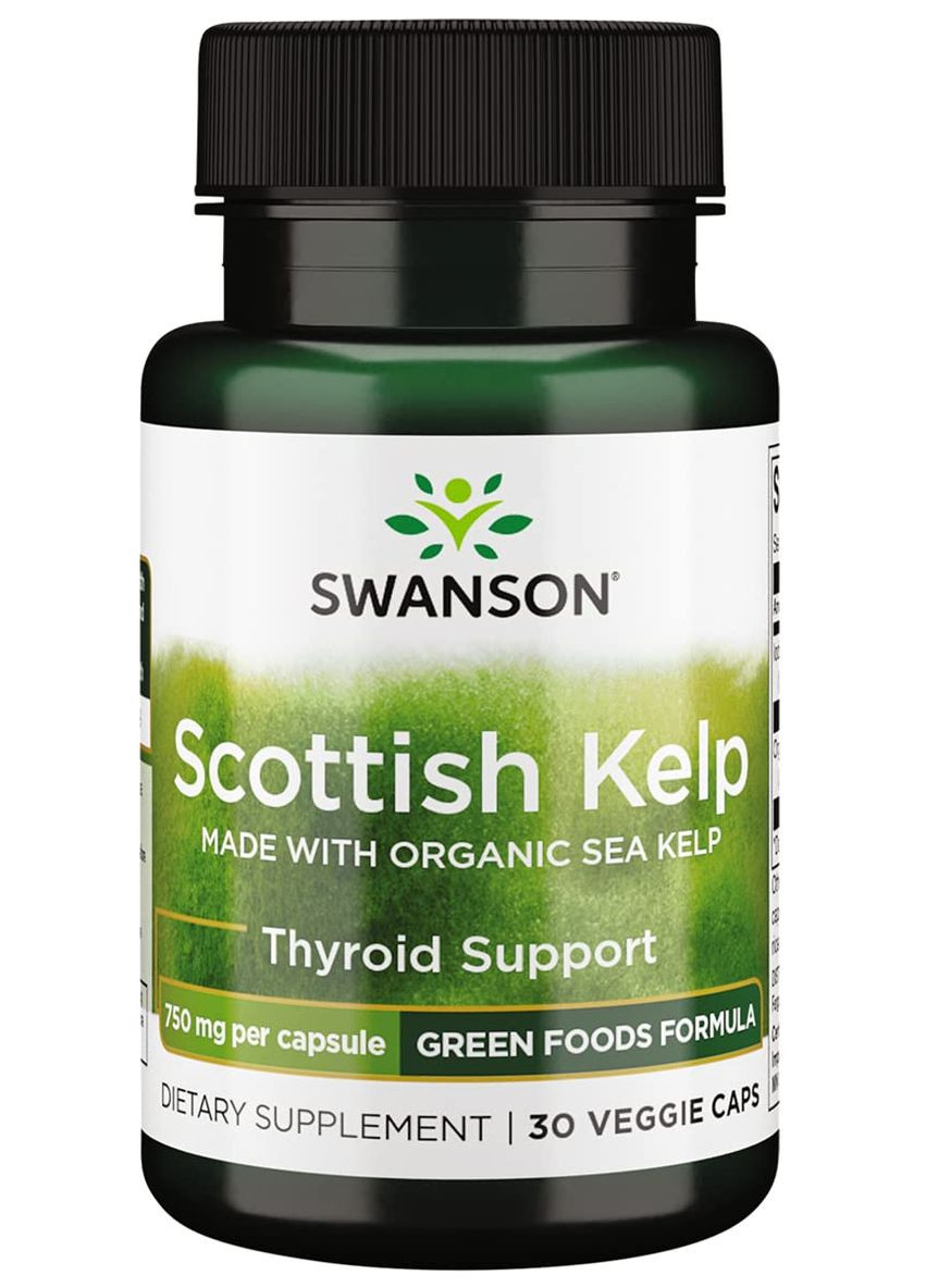 Шотландская ламинария Scottish Kelp Made With Organic Sea Kelp 750 mg 30 Veggie Capsules Swanson (263057657)