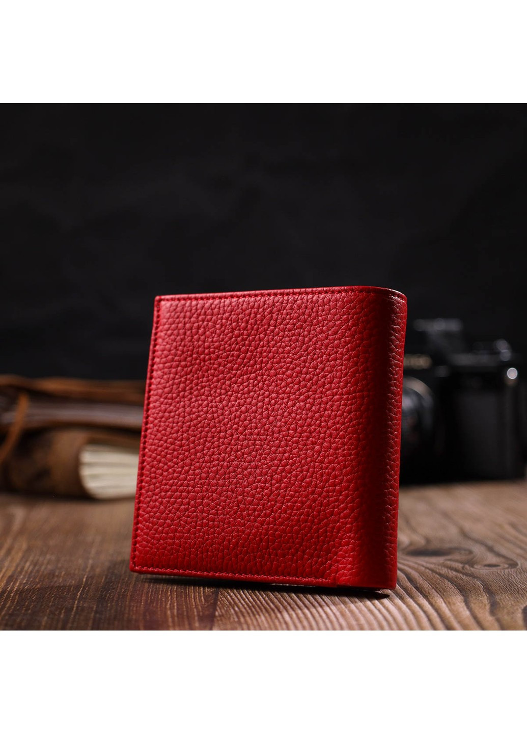 Яскравий жіночий гаманець із місткою монетницею на кнопці з натуральної шкіри 22011 Червоний Tony Bellucci (262158020)