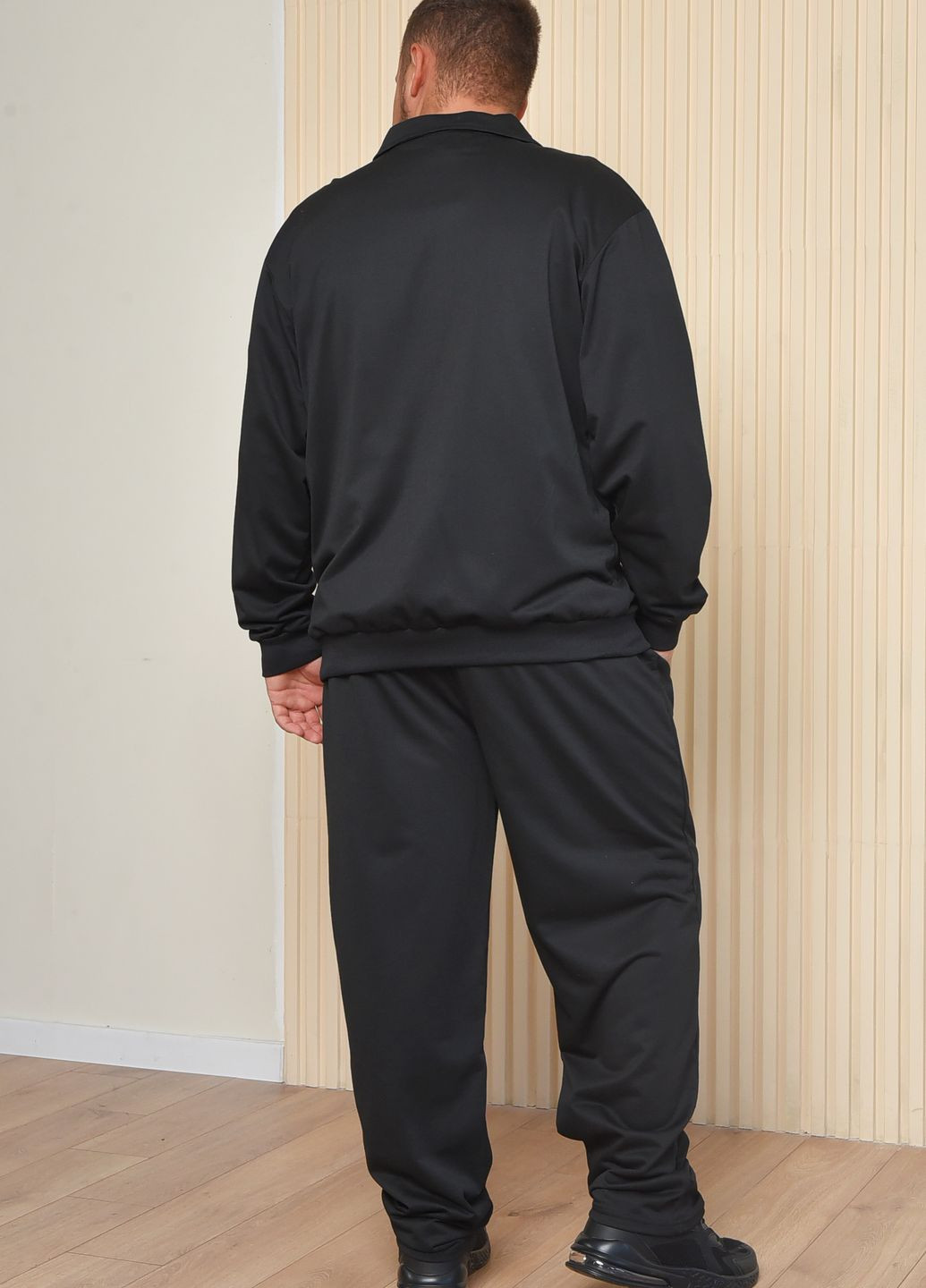 Спортивний костюм чоловічий батальний чорного кольору Let's Shop (264022022)