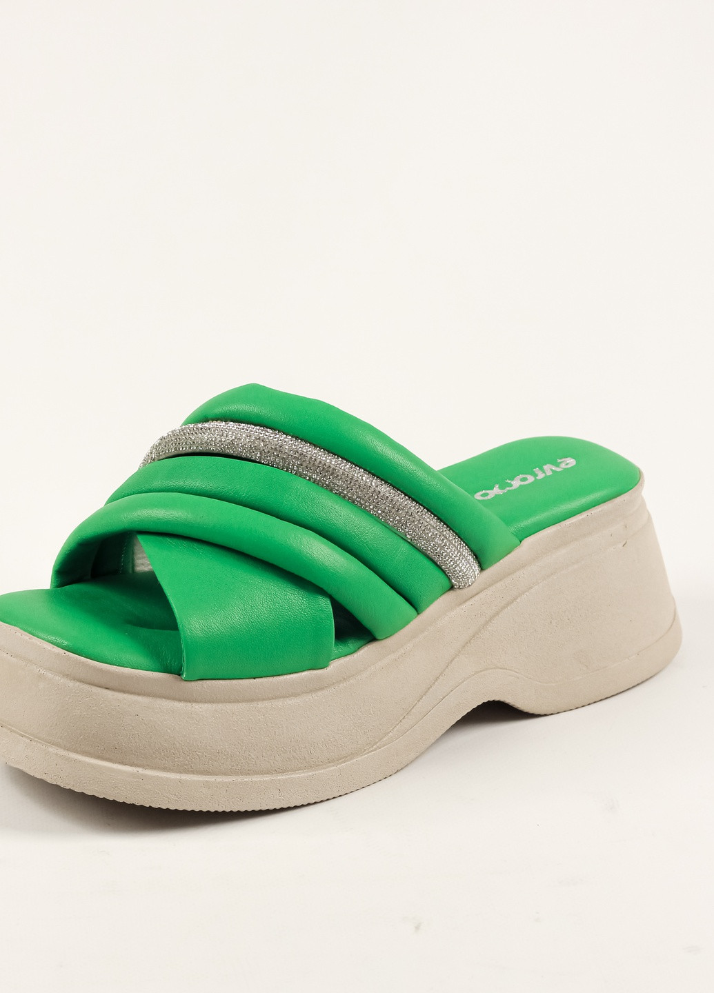 Шльопанці на платформі зелені шкіра Evromoda (258718148)