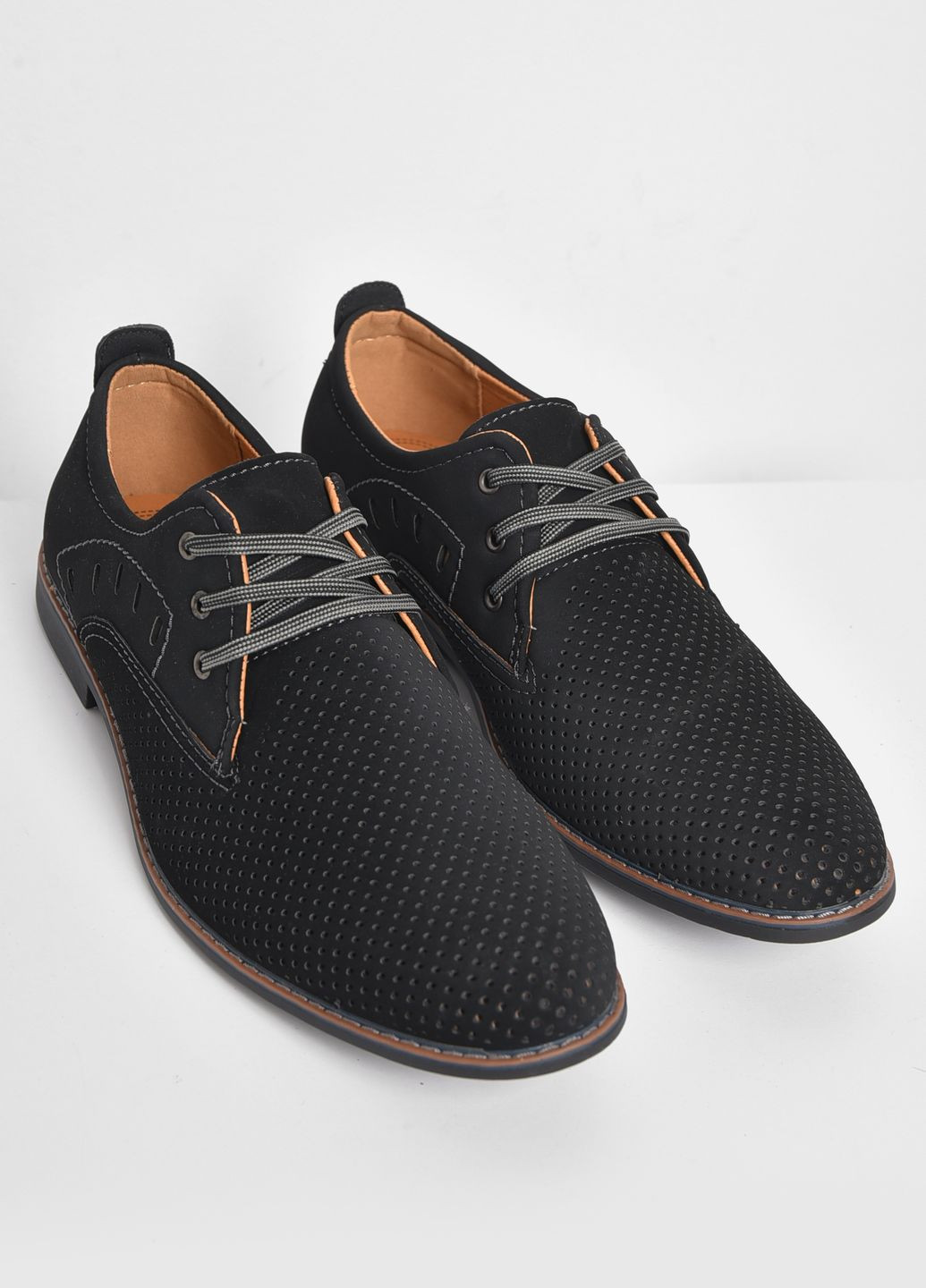 Черные классические туфли мужские черного цвета Let's Shop на шнурках