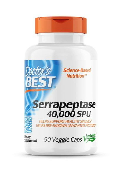 Серрапептаза Serrapeptase, 40,000 SPU, 90 Veggie Caps Doctor's Best (262007119)