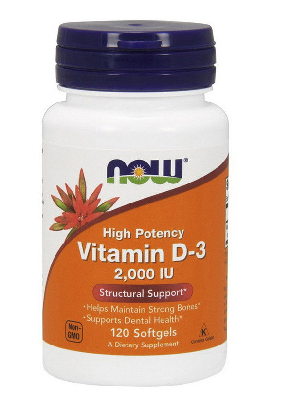 Вітамін D3 Vitamin D-3 2000 IU 120 softgels Now (258566355)