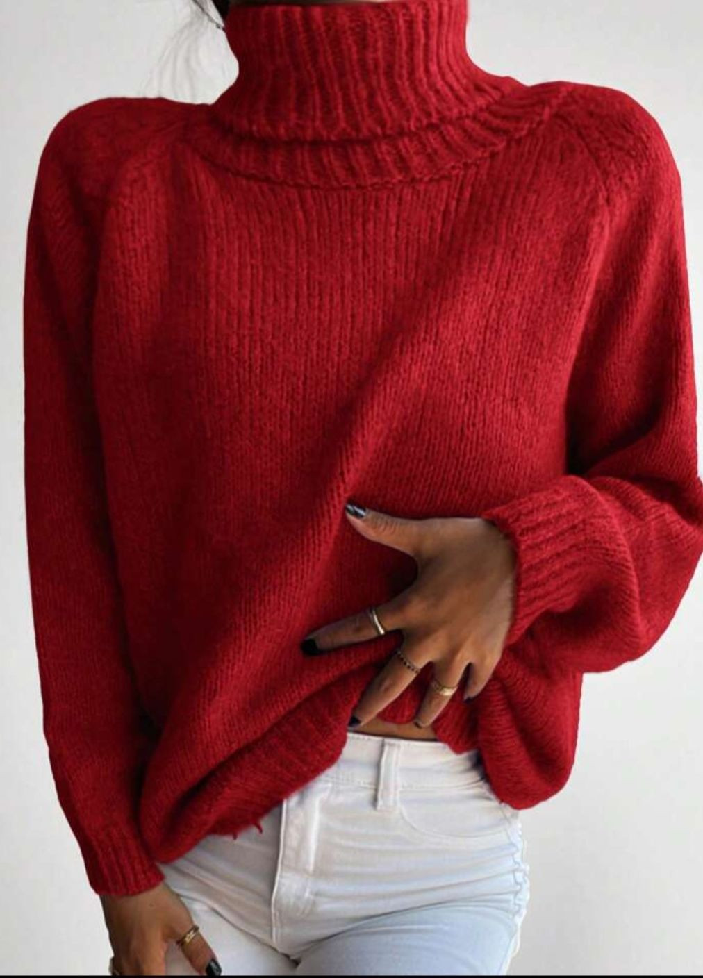 Бордовий теплий светр з вільною горловиною бордовий You Best