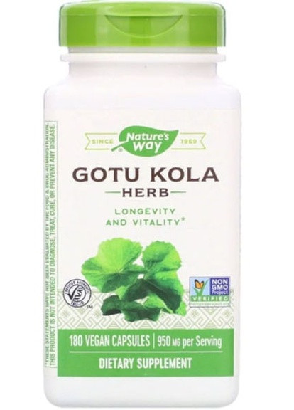 Gotu Kola Herb 475 mg 180 Veg Caps NWY-14008 Nature's Way (257252258)