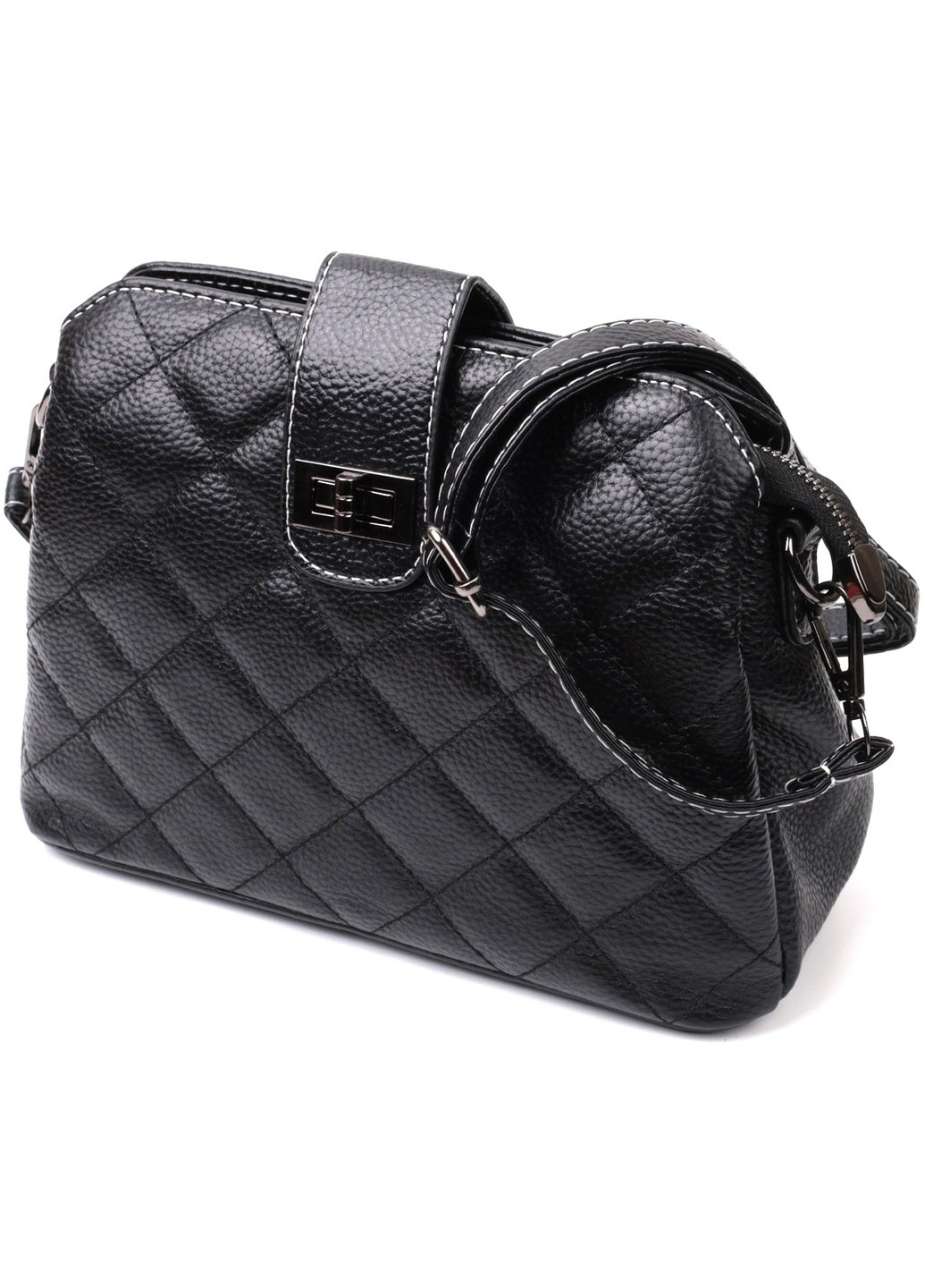 Чудова сумка для стильних жінок із натуральної шкіри 22415 Чорна Vintage (276461781)