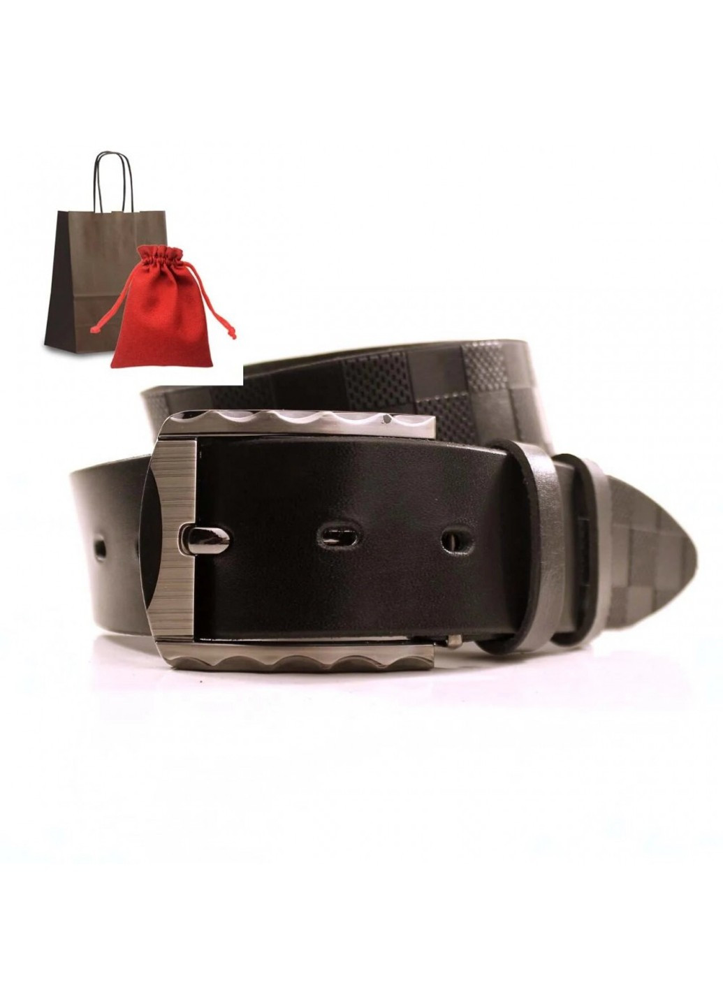 Шкіряний чоловічий пояс у коробці L40U1W20-M Lazar (261856283)