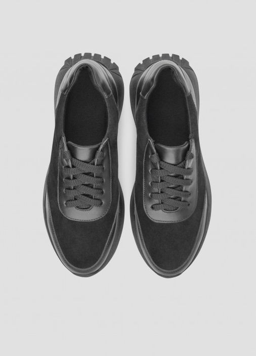 Чорні осінні жіночі кросівки чорні з натуральної шкіри та замши Villomi