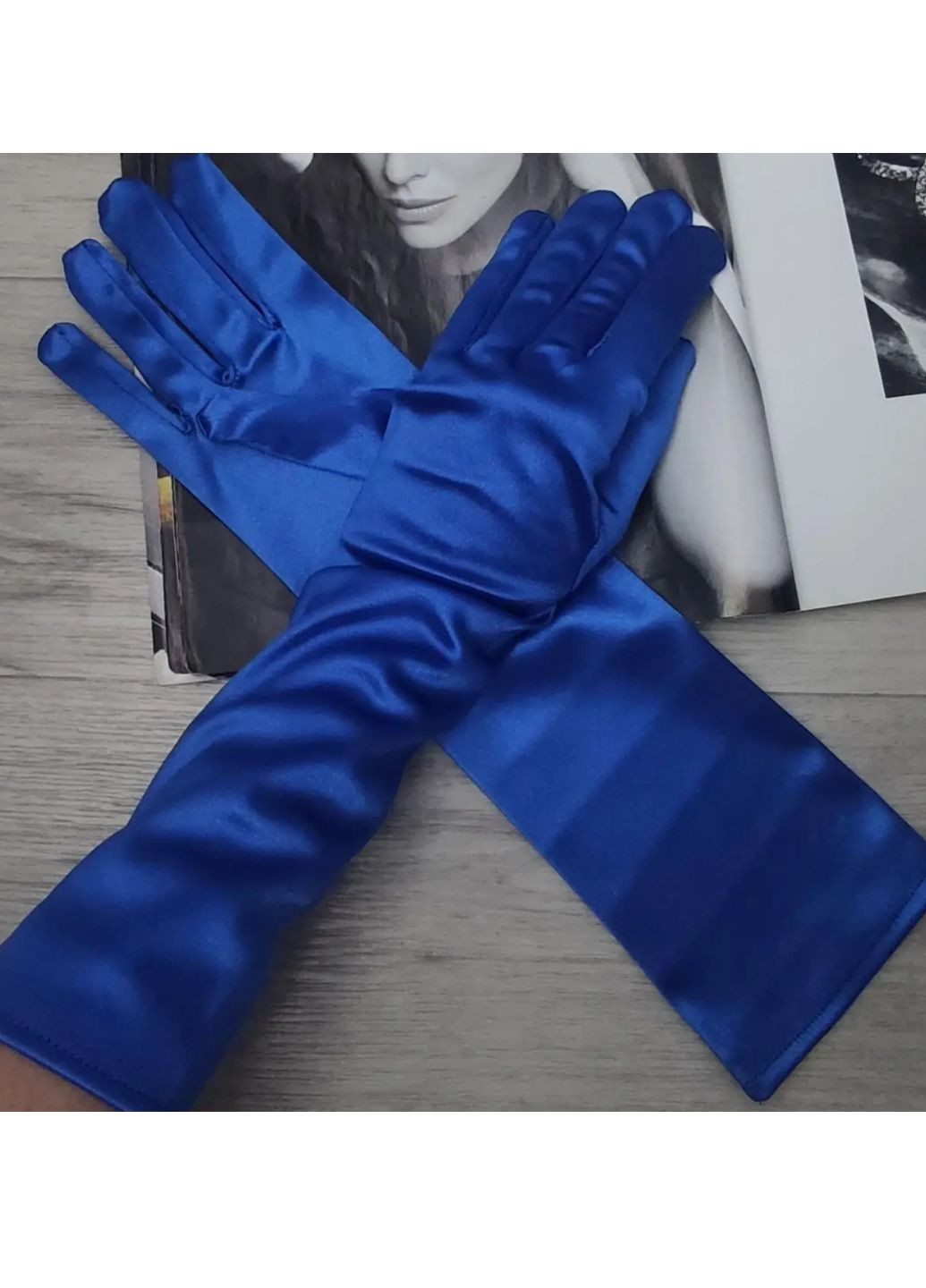 Довгі перчатки атласні Синій (0048) No Brand (259771388)