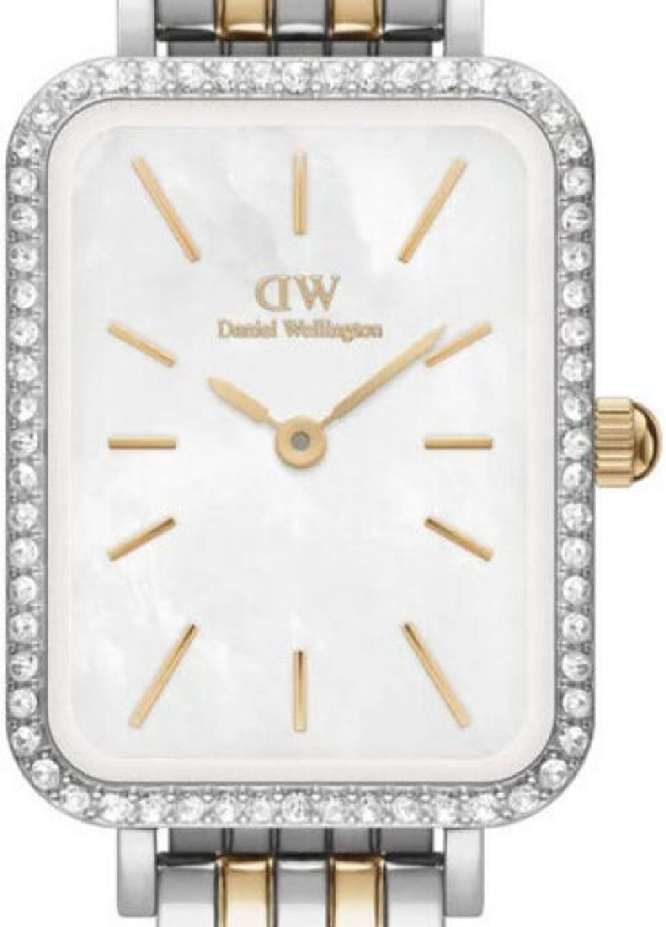 Часы Quadro Lumine Bezel 5-Link Two-Tone MOP DW00100671 кварцевые fashion Daniel Wellington (269107493)