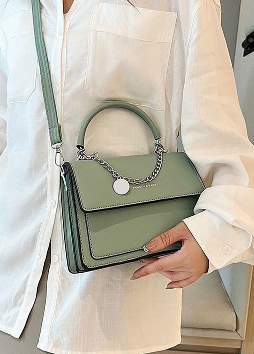 Жіноча класична сумка 2066/2088 крос-боді на ремінці через плече світло зелена салатова No Brand (275927341)