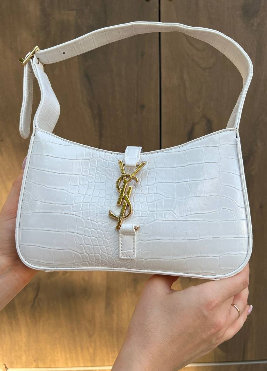 Сумочка з лого Yves Saint Laurent Hobo croco white Vakko (260796645)