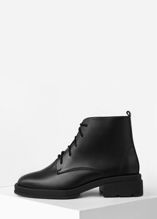 Осенние черные классические демисезонные ботинки со шнурком и молнией Villomi со шнуровкой