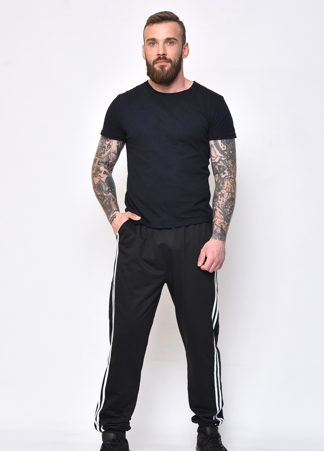 Спортивні штани чоловічі чорного кольору Let's Shop (258047145)