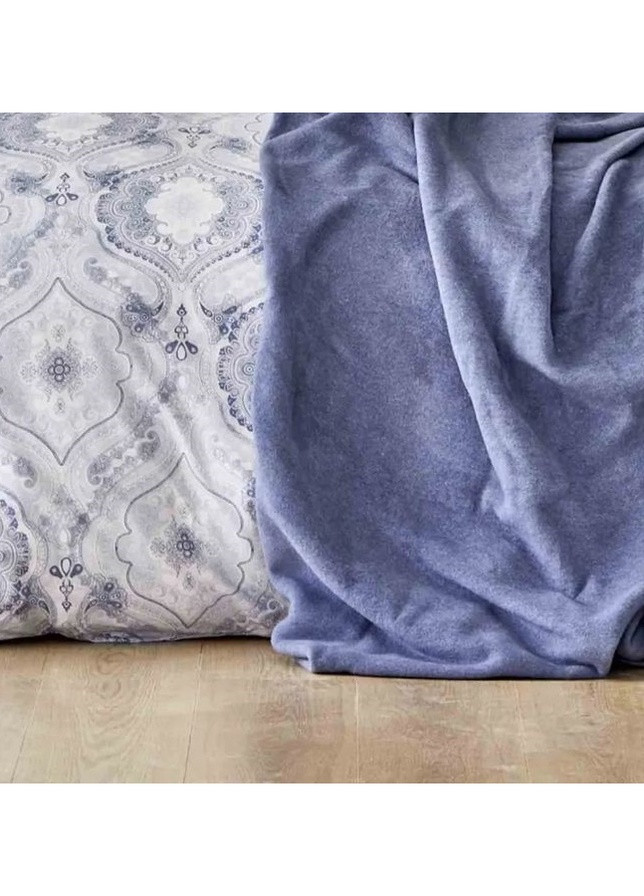 Набор постельное белье с пледом - Arlen indigo индиго евро Karaca Home (258186392)