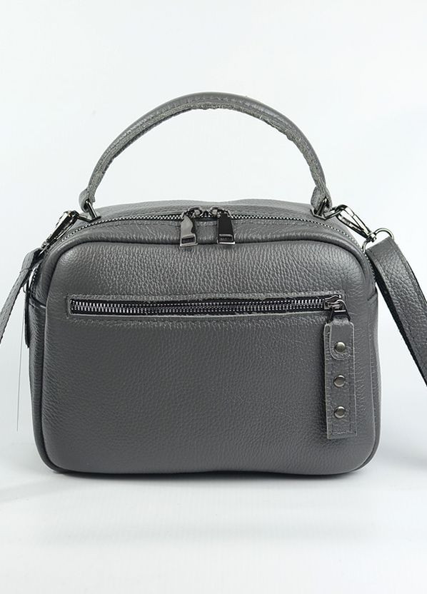 Сумка жіноча сіра маленька із натуральної шкіри з ручкою Serebro (266423754)
