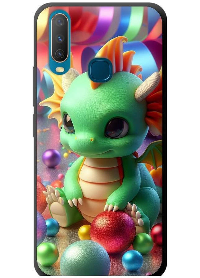 TPU чорний чохол 'Веселий дракончик' для Endorphone Vivo Y15 (275458006)
