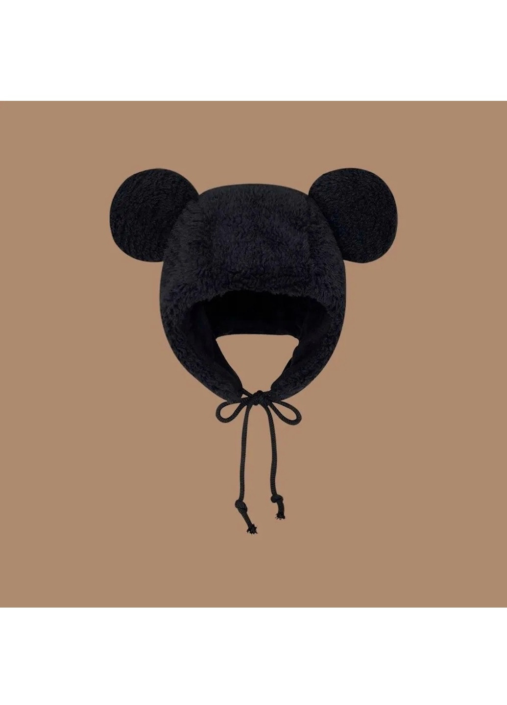 Шапка-ушанка Wuke Медведь с ушками с завязками унисекс one size Черный Brand шапка-вушанка (257226441)
