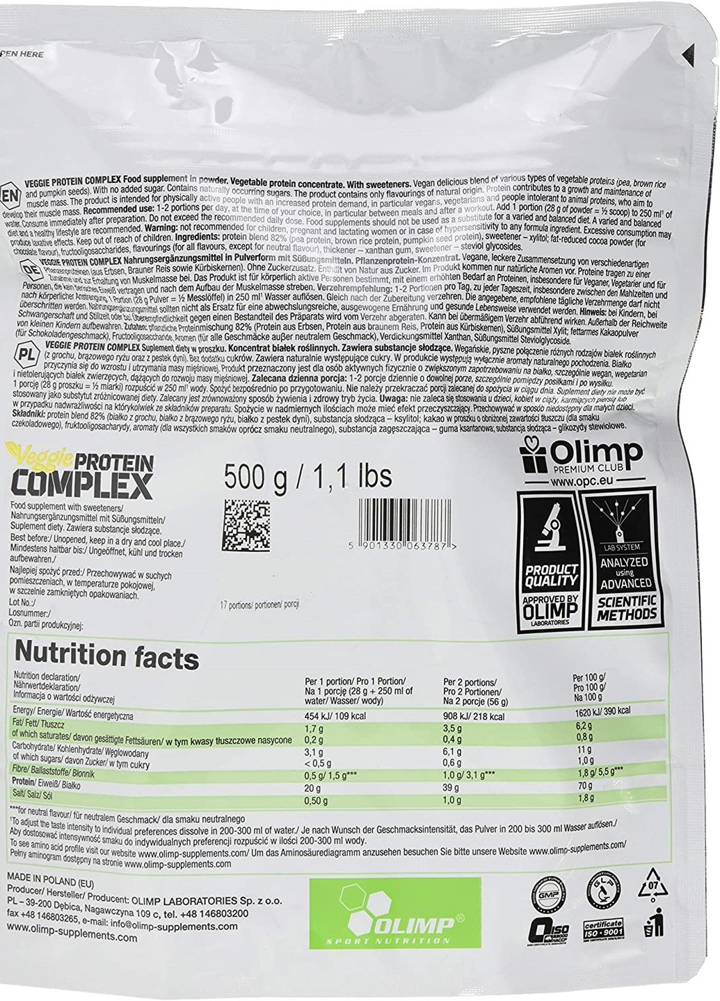 Olimp Nutrition Veggie Protein Complex 500 g /17 servings/ Natural Olimp Sport Nutrition (256723062)