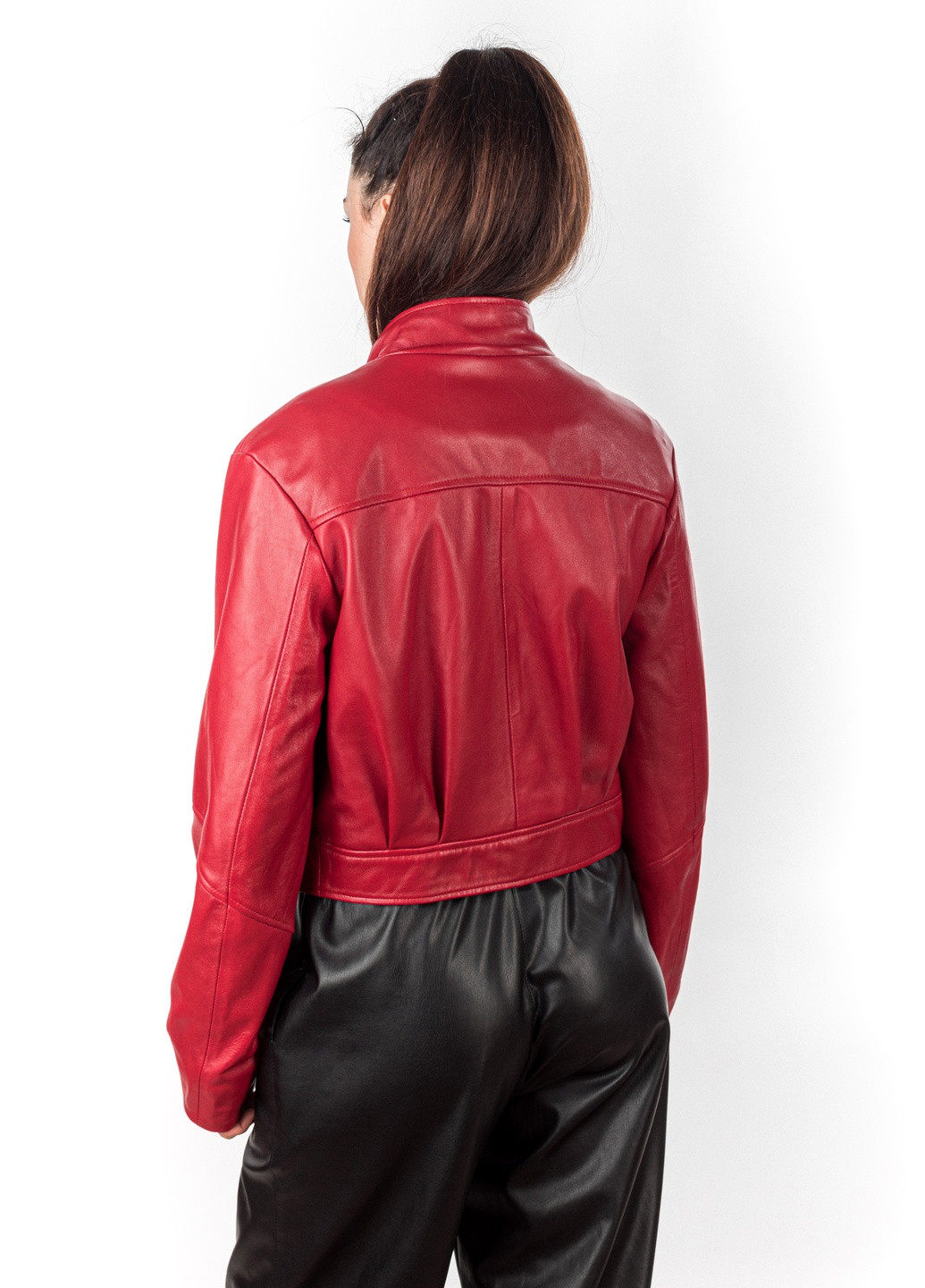 Червона демісезонна жіноча натуральна шкіряна куртка класика оверсайз весна осінь демісезон fr-7171 червона Actors