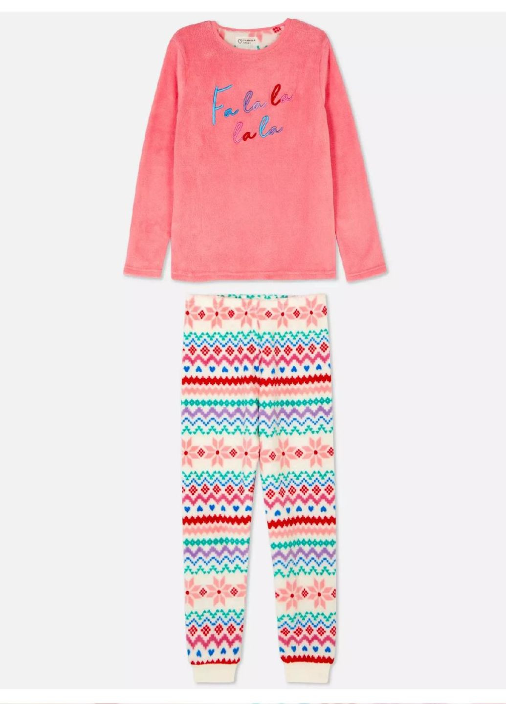 Комбинированная зимняя плюшевая теплая пижама свитшот + брюки Primark