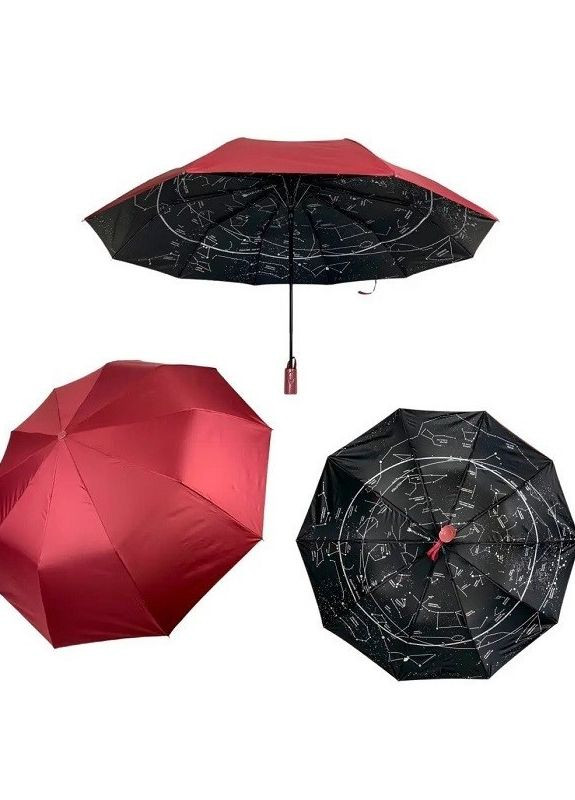 Бордовый зонт женский полуавтомат m19302 звездное небо 10 спиц бордовый Bellissimo средний система антиветер (276840790)