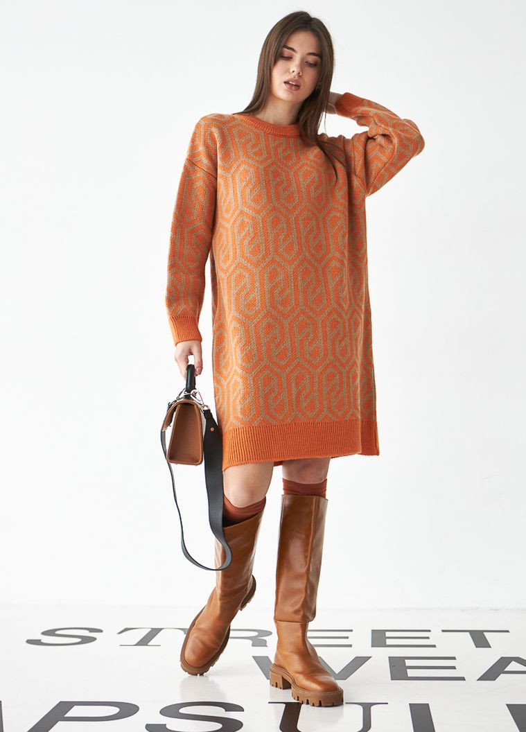 Оранжевое кэжуал платье женское кирпичный Stimma
