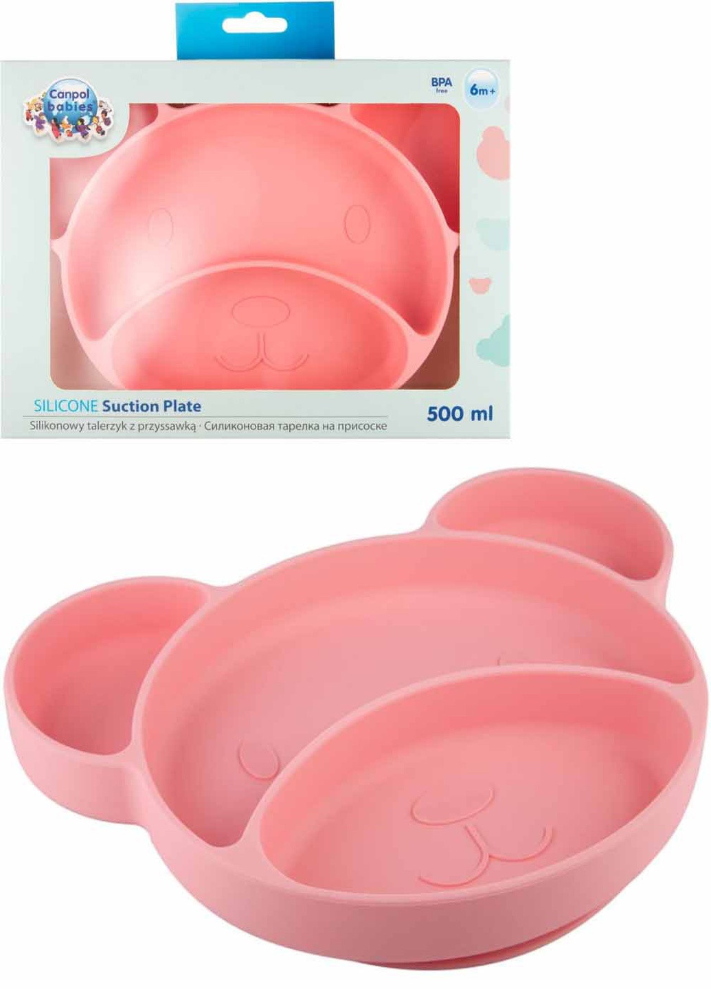 Тарілка силіконова на присосці Ведмедик колір рожевий ЦБ-00197707 Canpol Babies (259466446)