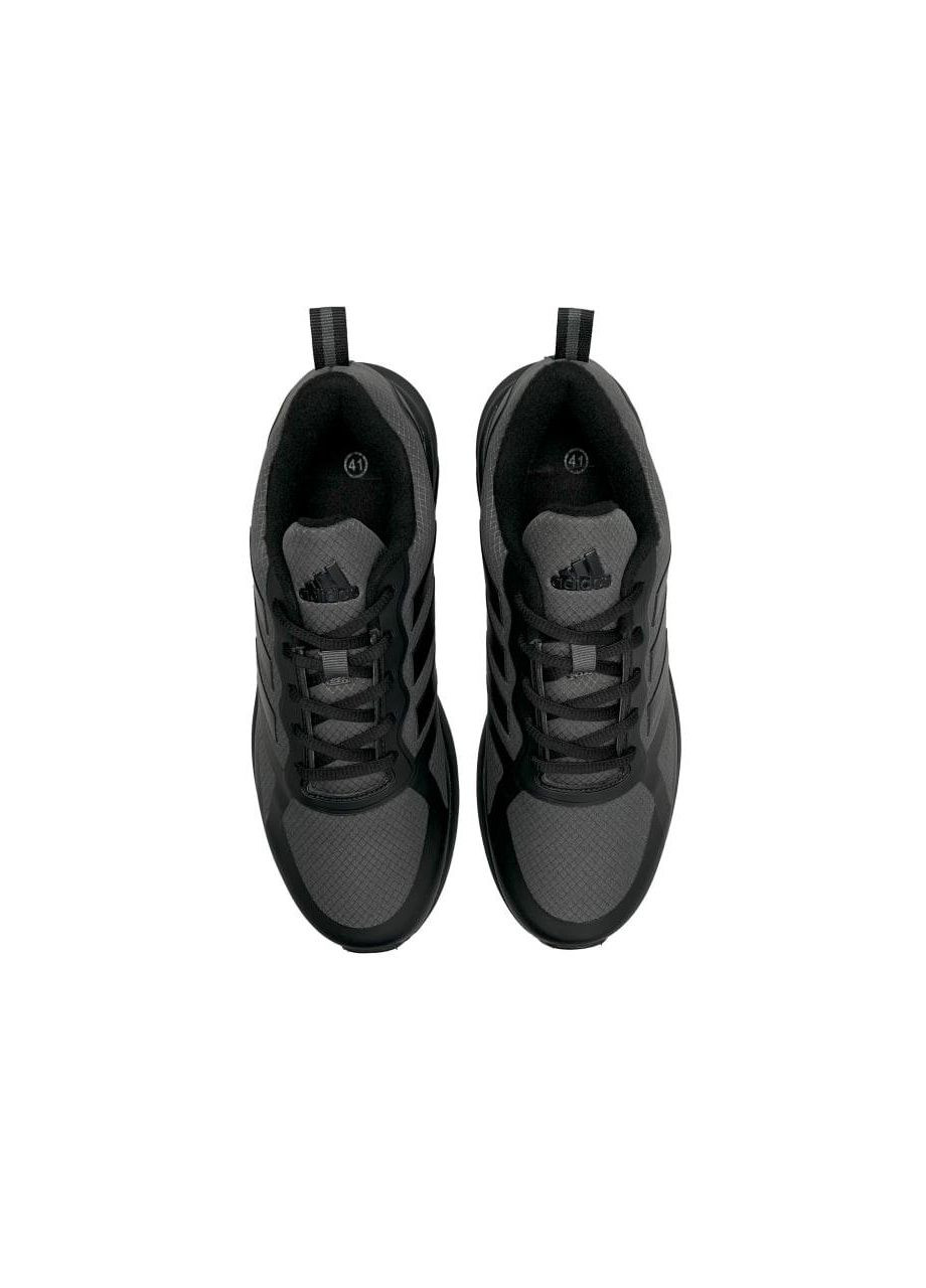 Темно-серые демисезонные кроссовки мужские, вьетнам adidas Cloudfoam Termo Dark Grey Black