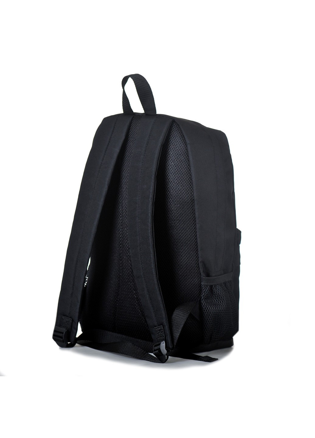 Чоловічий місткий середній рюкзак чорного кольору з тканини з малюнком вишивкою на кишені м'який No Brand (258591302)