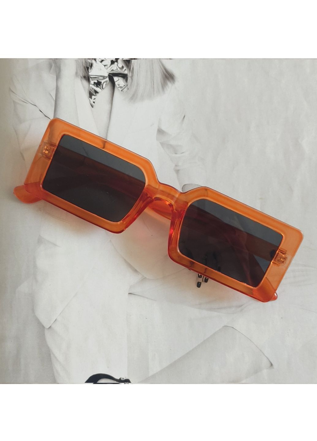 Сонцезахисні окуляри прямокутні в широкій оправі Рудий No Brand (257763066)