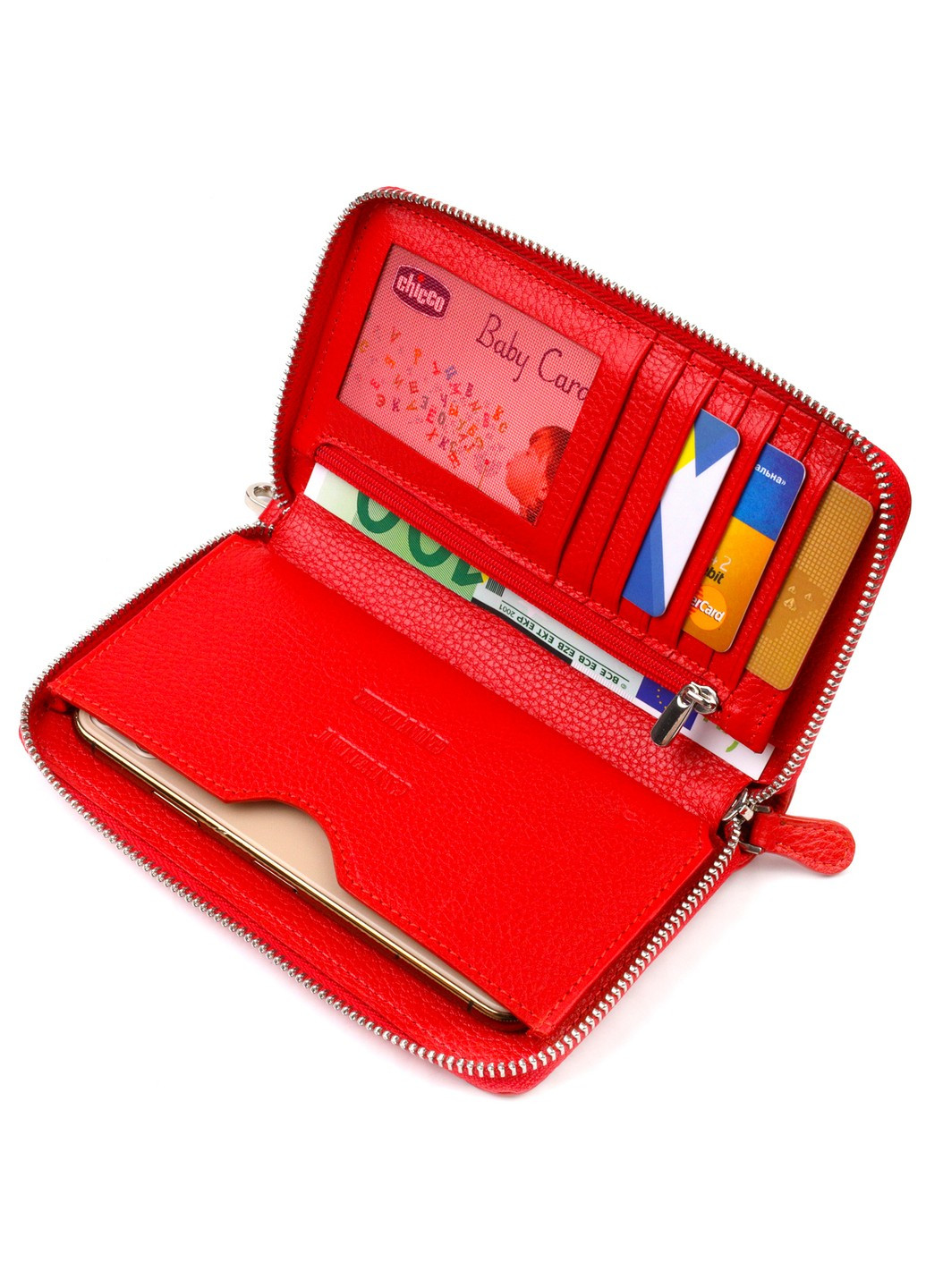 Яркий кошелек-клатч для женщин из натуральной кожи 21619 Красный Canpellini (259815785)
