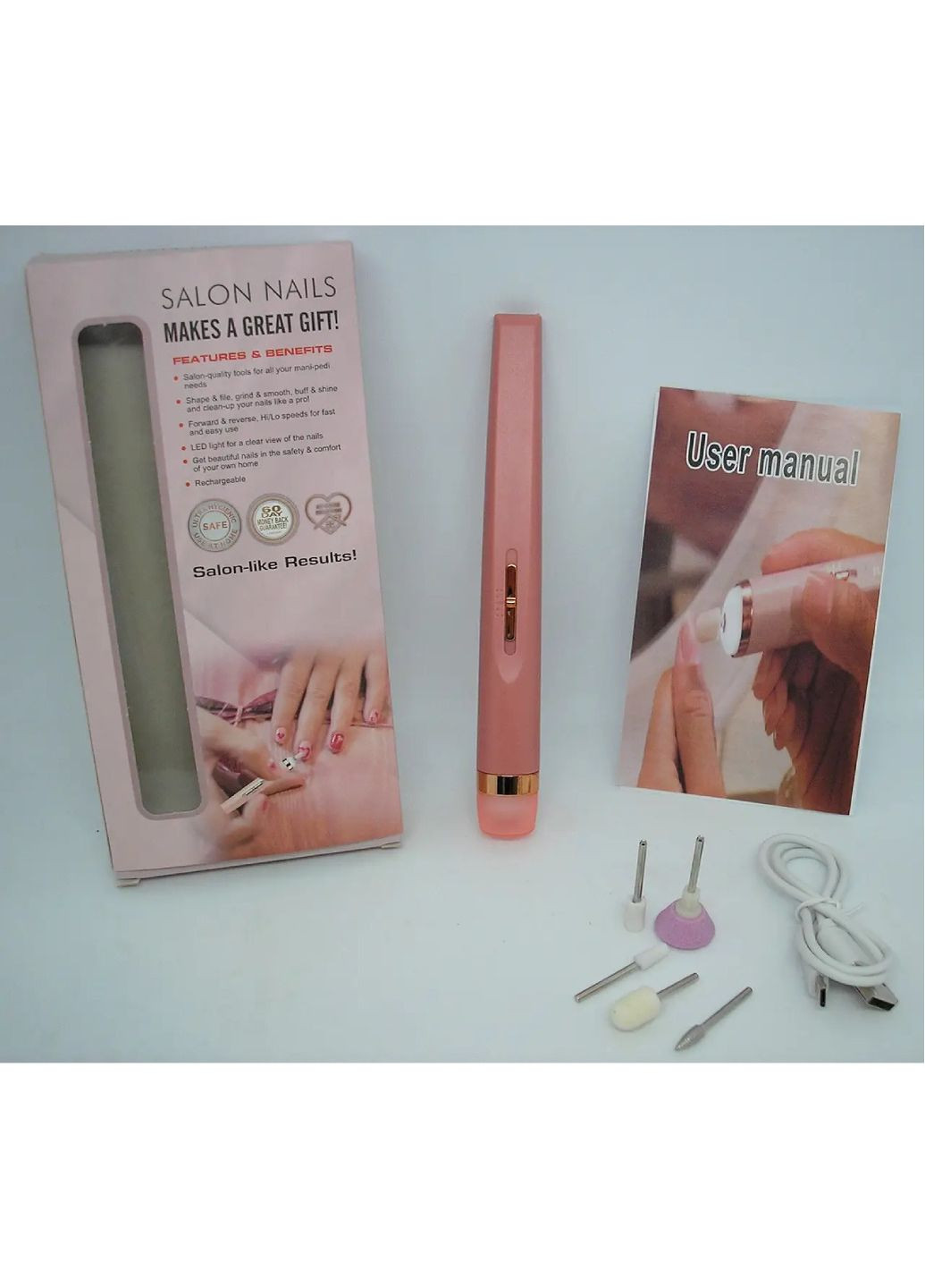Фрезер Flawless для манікюру та педикюру Flawless Salon Nails із вбудованим акумулятором зарядка від ЮСБ USB No Brand (260661286)