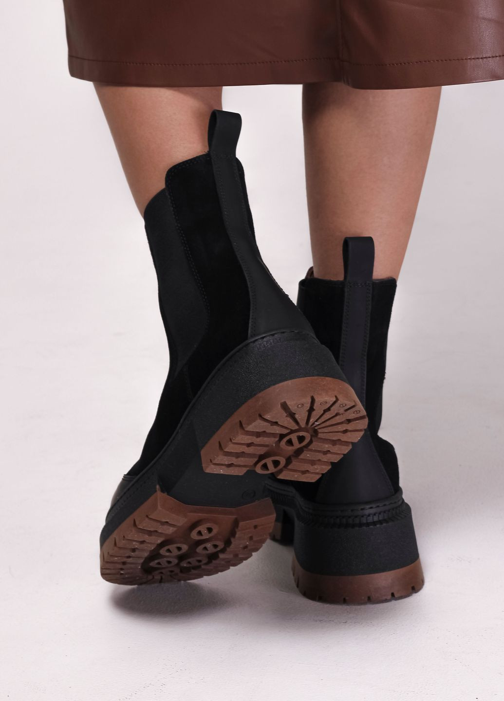 Осенние ботинки челси черные замша байка Evromoda из натуральной замши