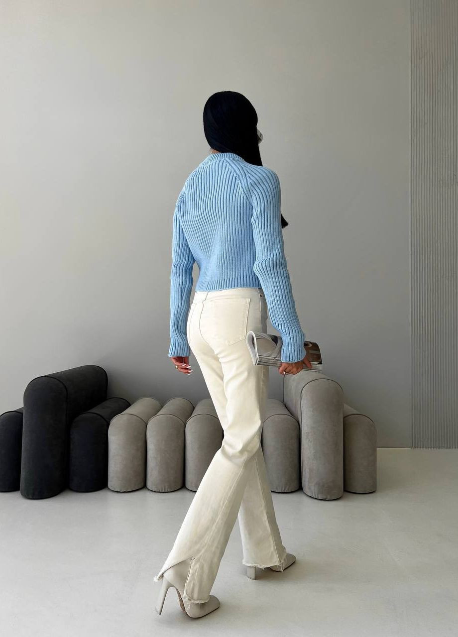 Жіночий светр із текстурним візерунком колір блакитний р.42/46 441954 New Trend (263134236)