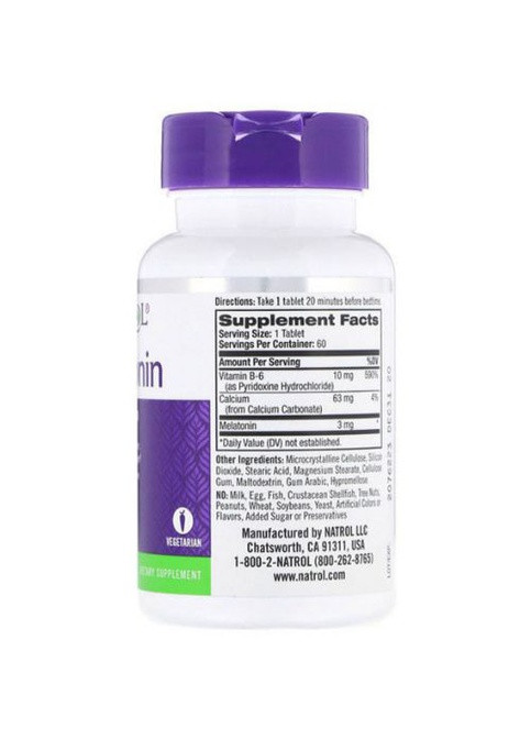 Melatonin 3 mg 60 Tabs NTL-00510 Natrol (258646275)