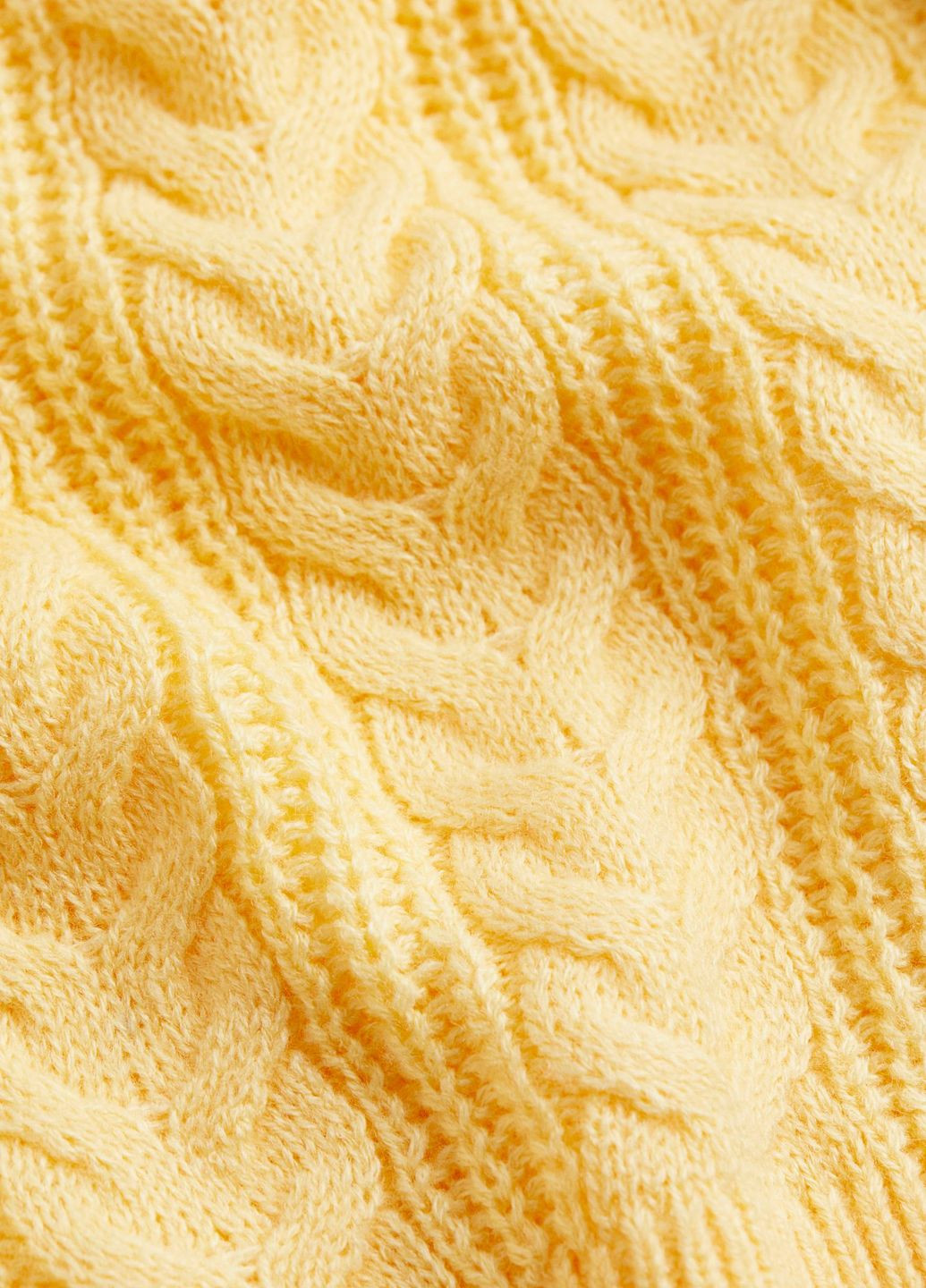 Жовтий зимовий светр косої в'язки з коміром H&M