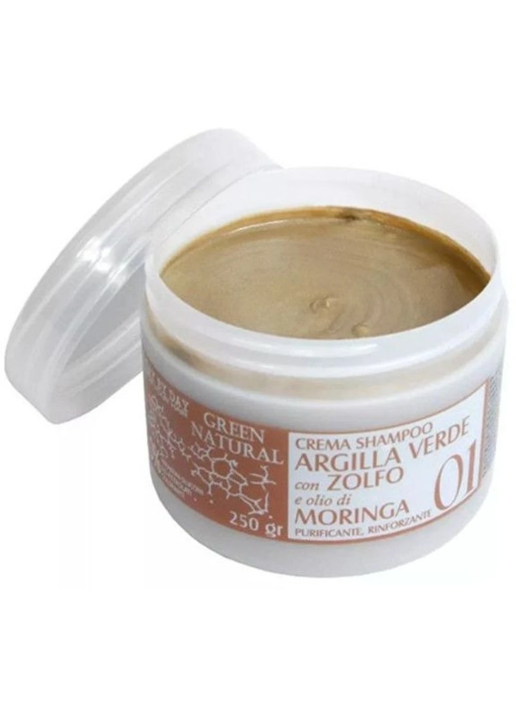 Крем шампунь Green Natural Crema Shampoo с зеленой глиной, цинком и маслом моринги 250 мл Alan Jey (258678461)