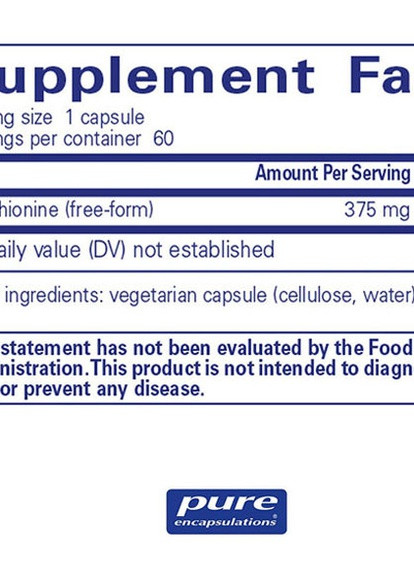 L-Methionine 60 Caps PE-00184 Pure Encapsulations (256721216)