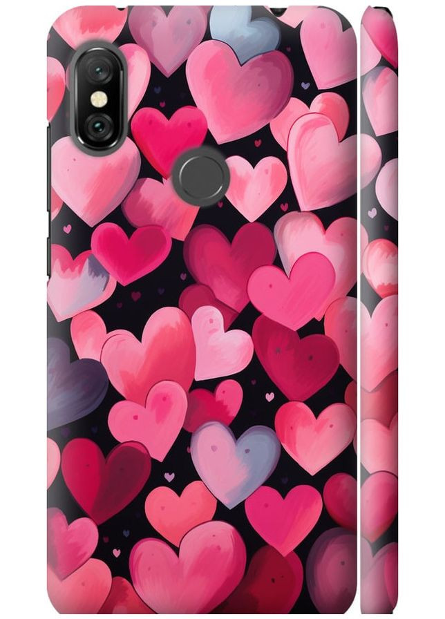 3D пластиковий матовий чохол 'Сердечка 4' для Endorphone Xiaomi Redmi Note 6 Pro (267237926)