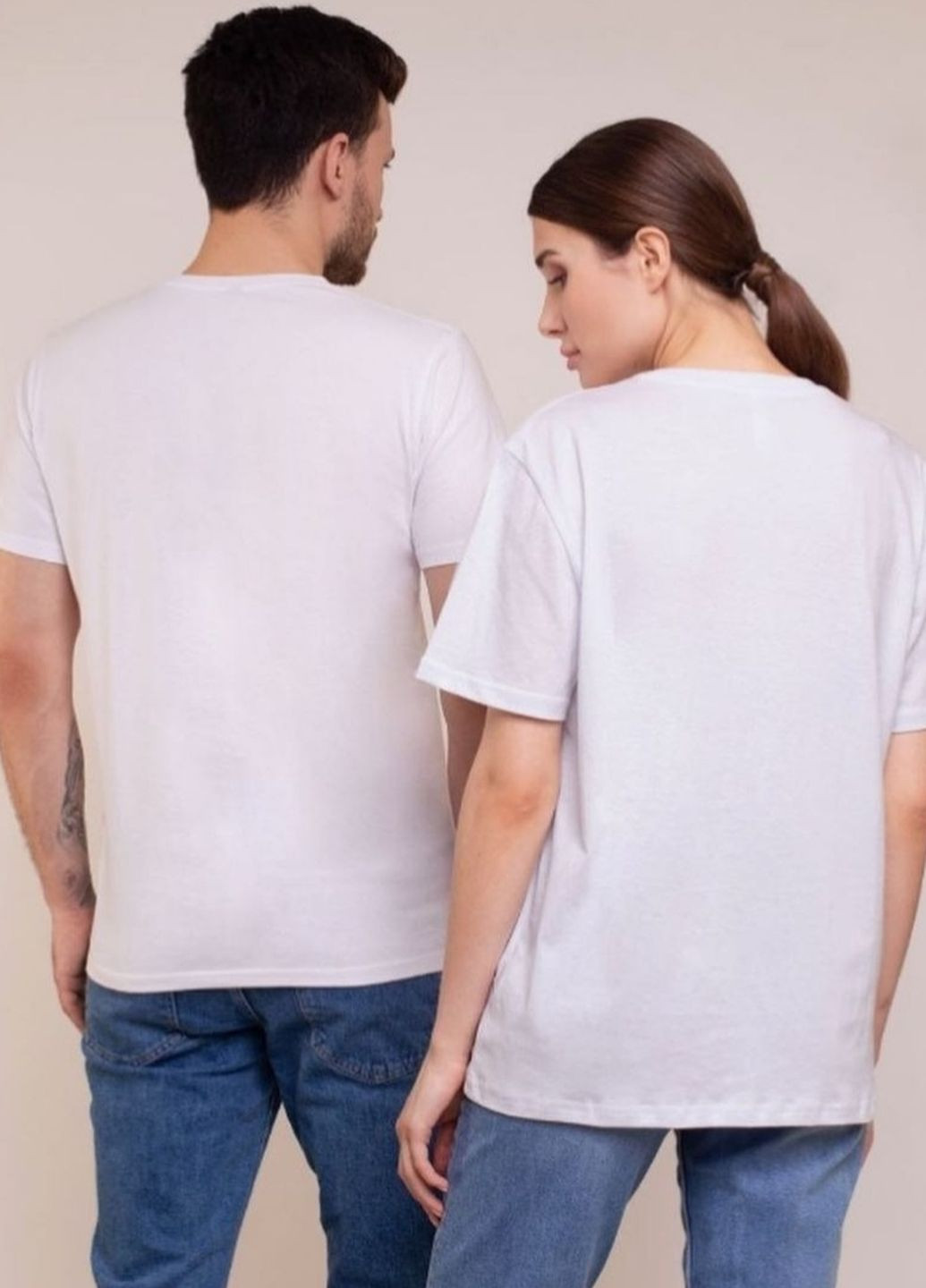 Біла базова однотонна біла футболка з коротким рукавом No Brand