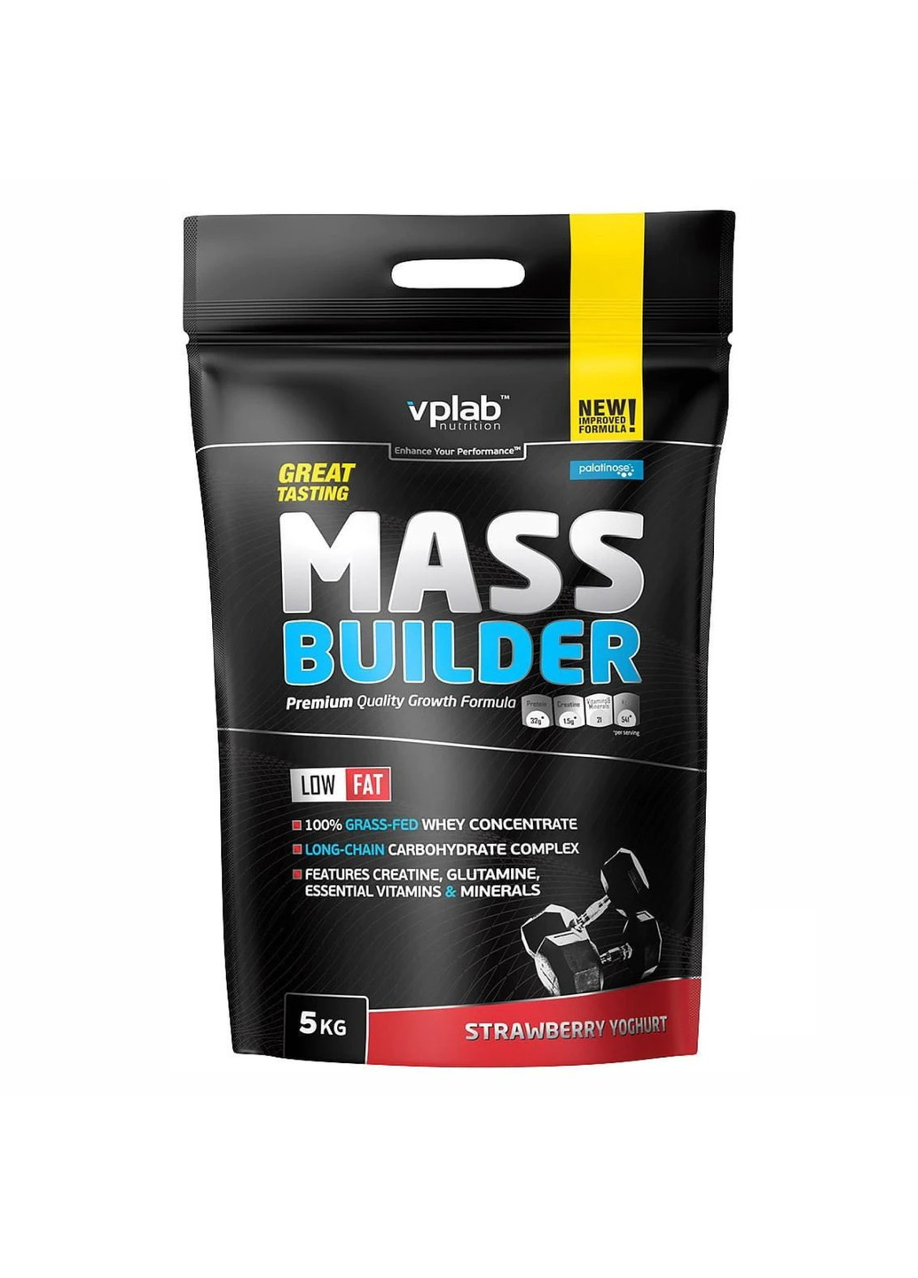Гейнер со Сложными Углеводами и Креатином Mass Builder - 5000г Малиновый йогурт VPLab Nutrition (270937569)