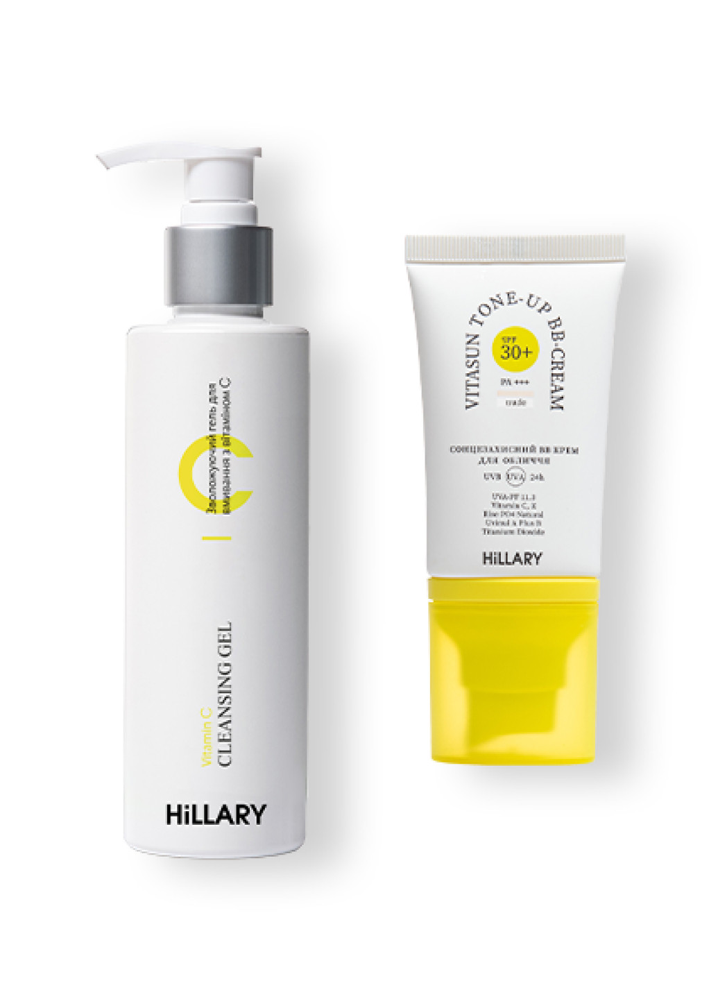 Солнцезащитный BB-крем для лица SPF30+ Nude + Увлажняющий гель для умывания с витамином С Hillary (263134405)