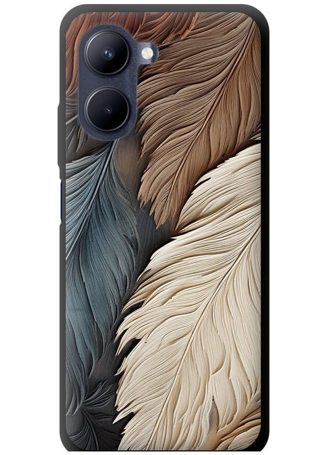 TPU чорний чохол 'Листя в стилі бохо' для Endorphone Realme C33 (265395207)