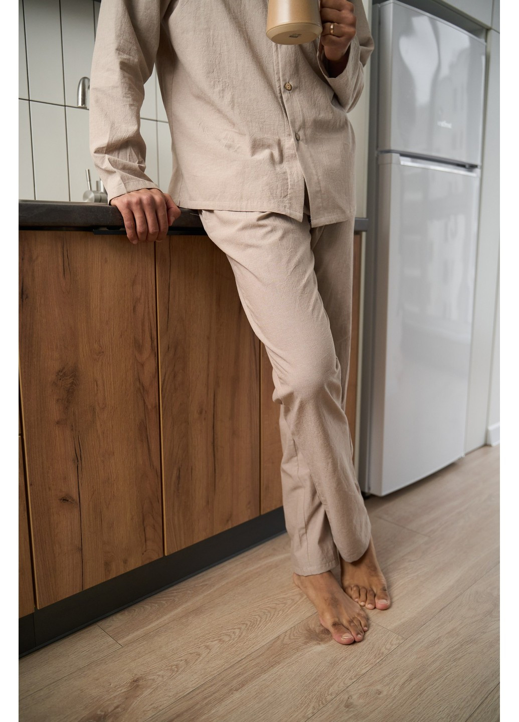 Пижама мужская вареный хлопок TOKYO бежевая Handy Wear (278076145)