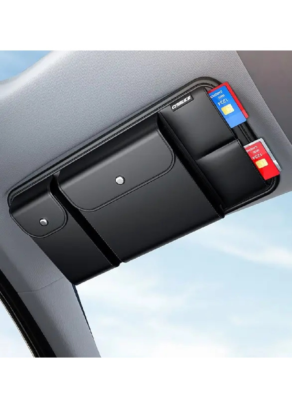 Органайзер автомобільний з кріпленням на сонцезахисний козирок у салон автомобіля екошкіра 32х16.5 см (475978-Prob) Чорний Unbranded (275332303)